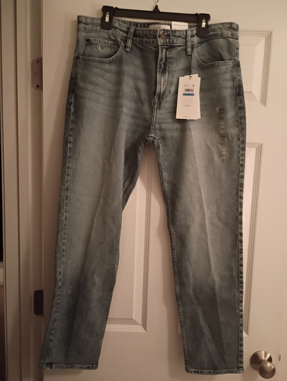 New Men's Calvin Klein Light Blue Straight-Leg Jeans (36x30)